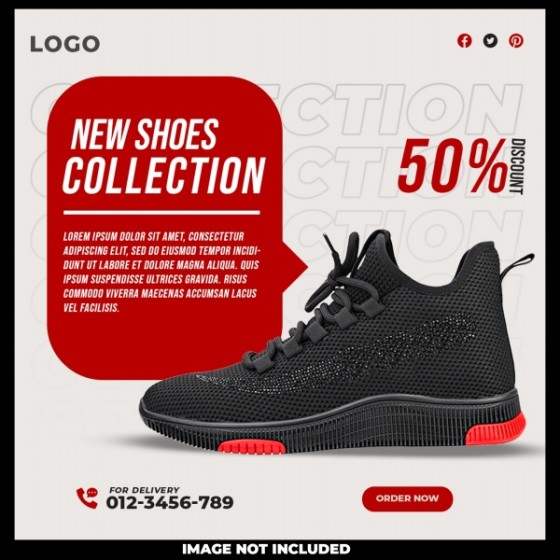 Black Sneakers Discount E-commerce Main Image PSD